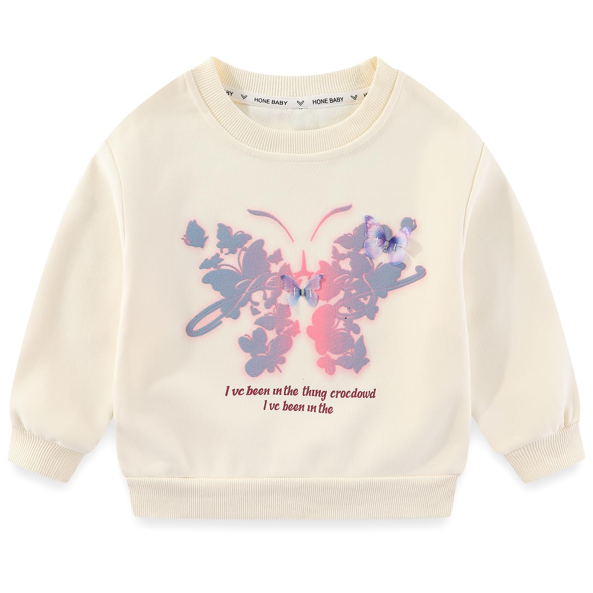 Conjunto 2 Piezas para Niña: Sudadera con Mariposa Floral Acuarela y Jeans con Mariposas Bordadas