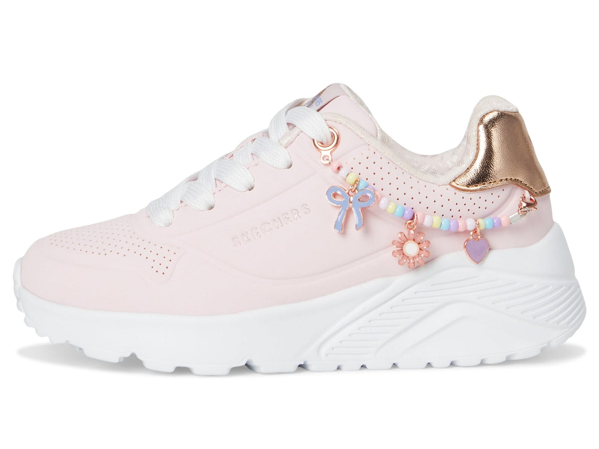 Skechers - Tenis Deportivos Uno Lite - Charming Lite con Detalle de Pulsera de Dijes para Niña (Rosa Claro/Multicolor) (Talla 27 - 40)