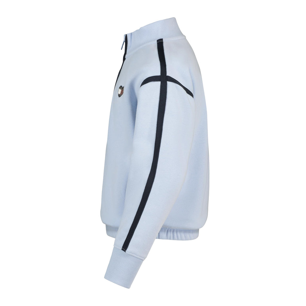 Quarter-Zip Fleece Tommy Hilfiger | Azul Kentucky Blue + Parche Corazón Lentejuelas + Puños Acanalados | Niña (7T - 16T)