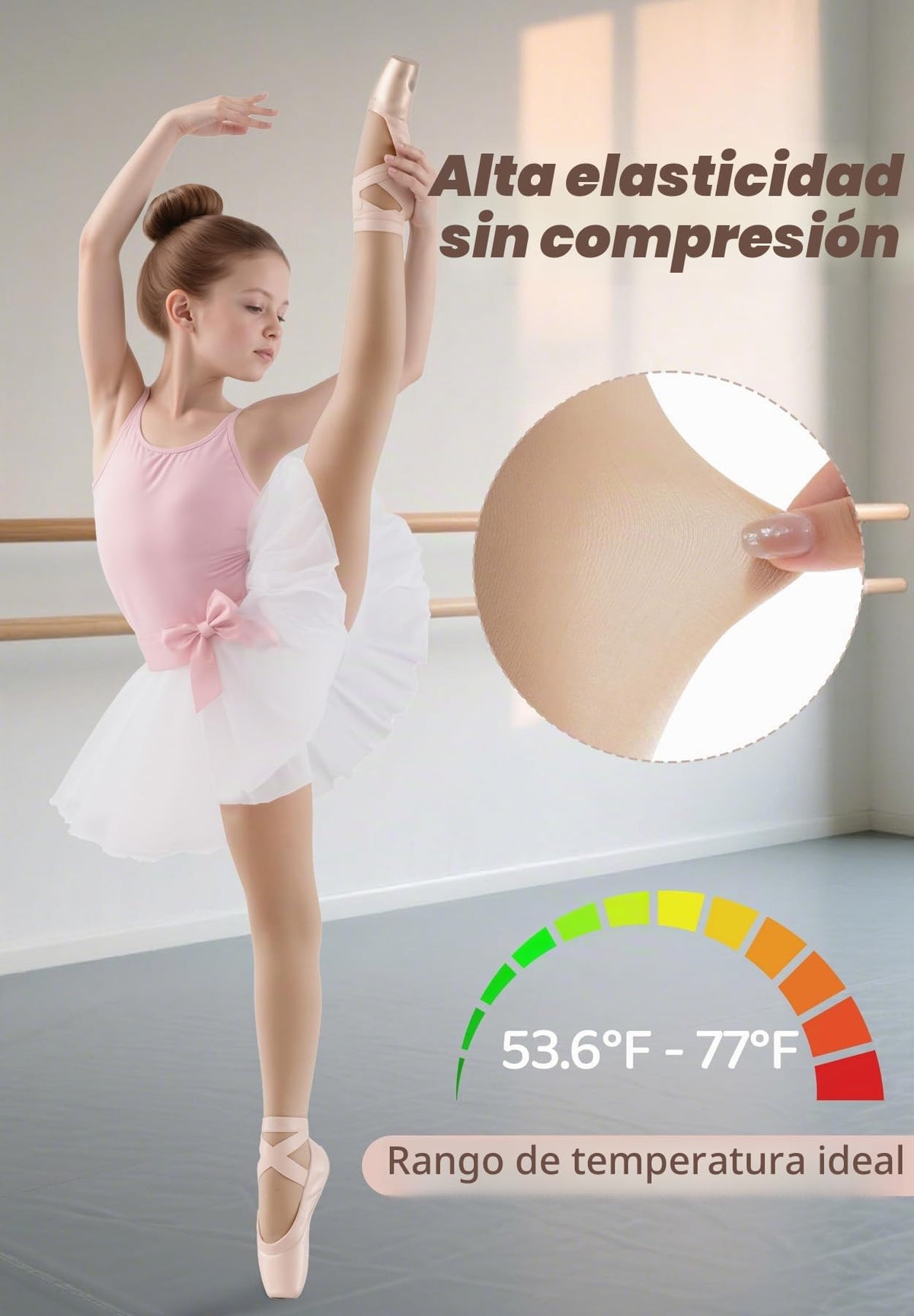 Mallas Ballet Nina Pack 6 Pares Terciopelo Ultra Suave Sin Costuras Nailon Baile Diario Escolar Navidad (6-14T)