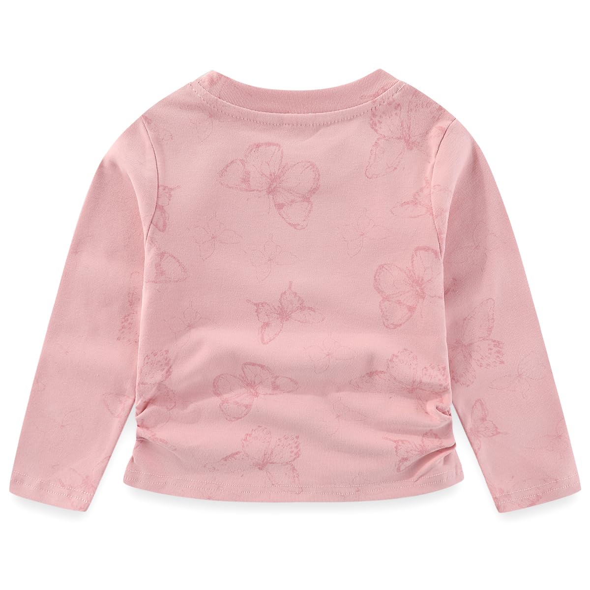 Conjunto 2 Piezas para Niña: Camiseta Rosa Mariposas Jacquard Relieve y Jeans Campana con Mariposas Bordadas