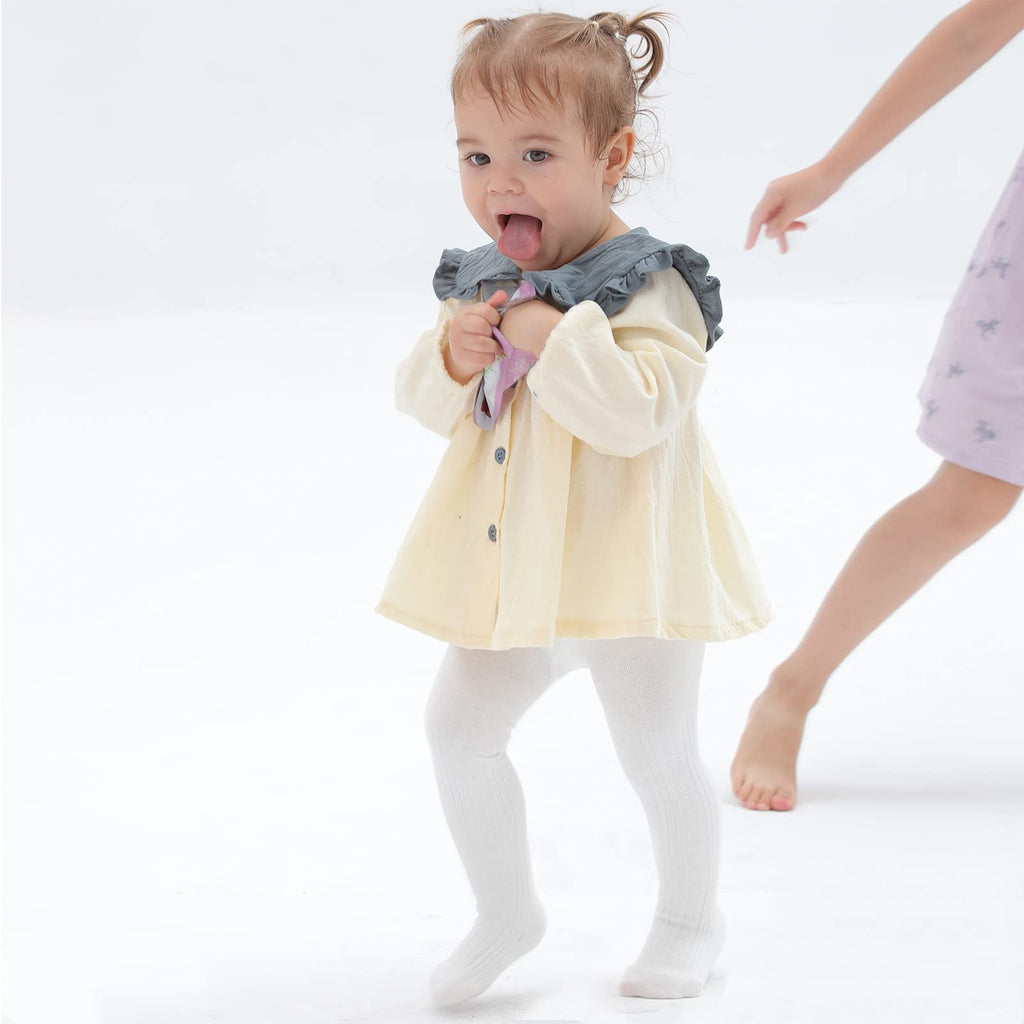 Pack 3 Mallas Punto Trenzado Cable Knit Mini Angel | Sin Costura + Algodón Peinado + Blanco Rosa Lila | Bebé Niña 0-6 Años