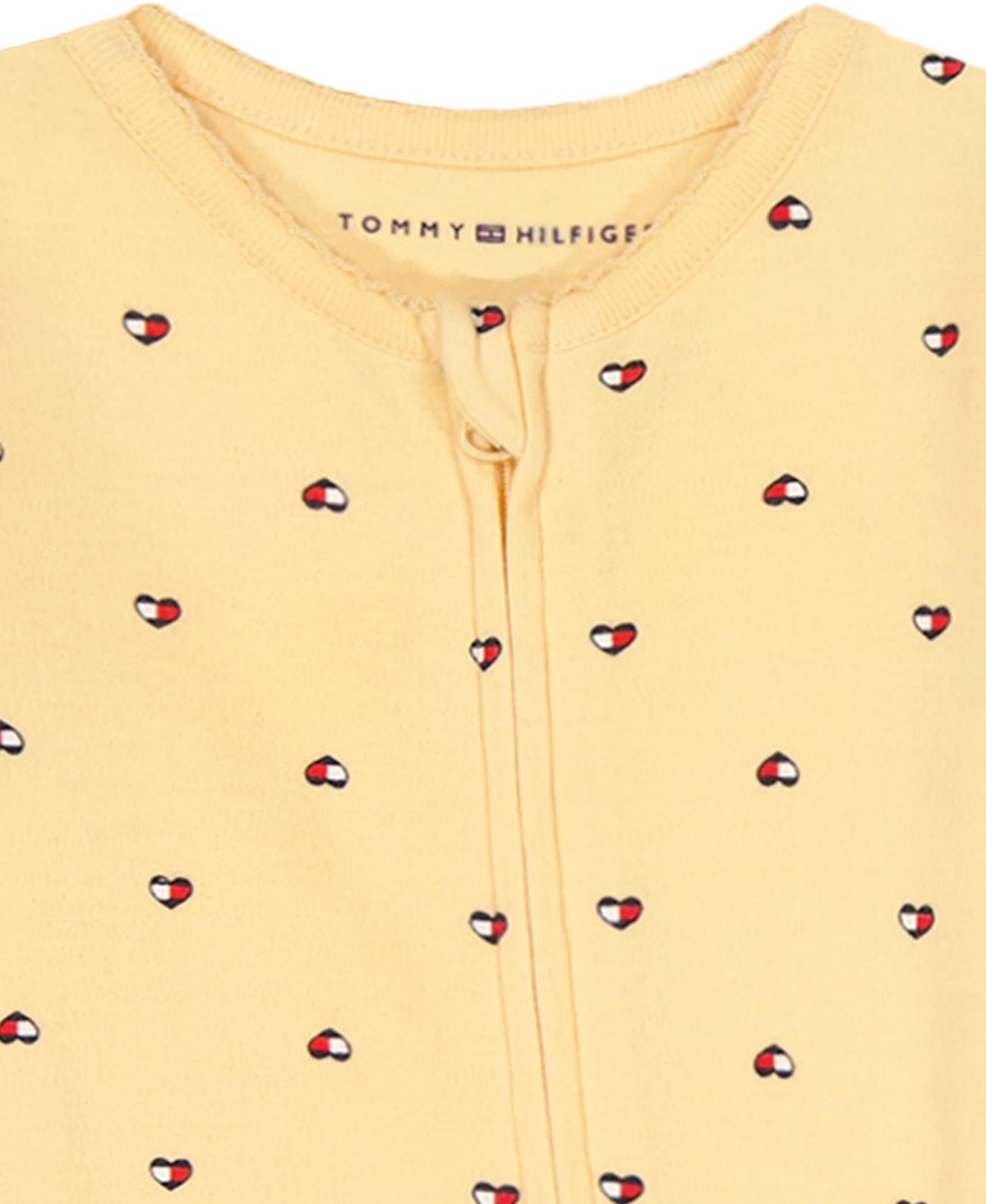 Mono con Pies Manga Larga Tommy Hilfiger | Corazones Bandera Allover | Amarillo Vainilla | Bebé/Niña (0/3M - 3/6M)
