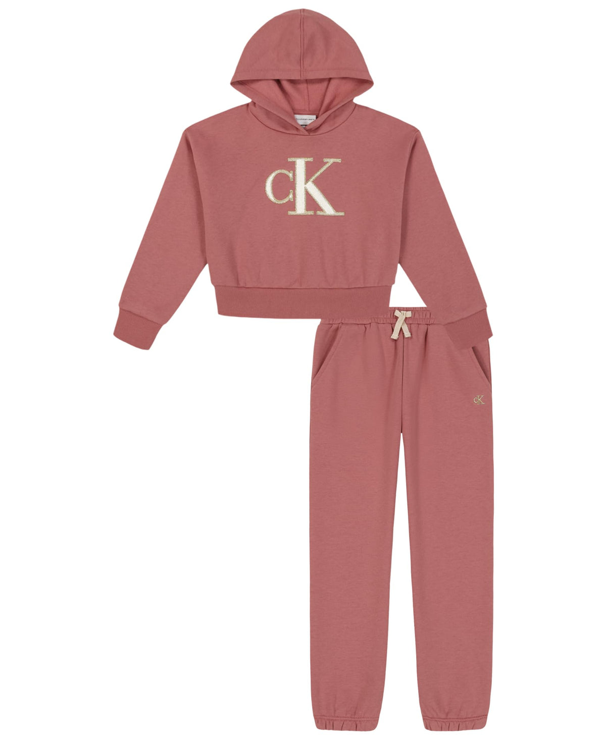 Conjunto Calvin Klein para Niña – Sudadera con Capucha y Joggers de Forro Polar