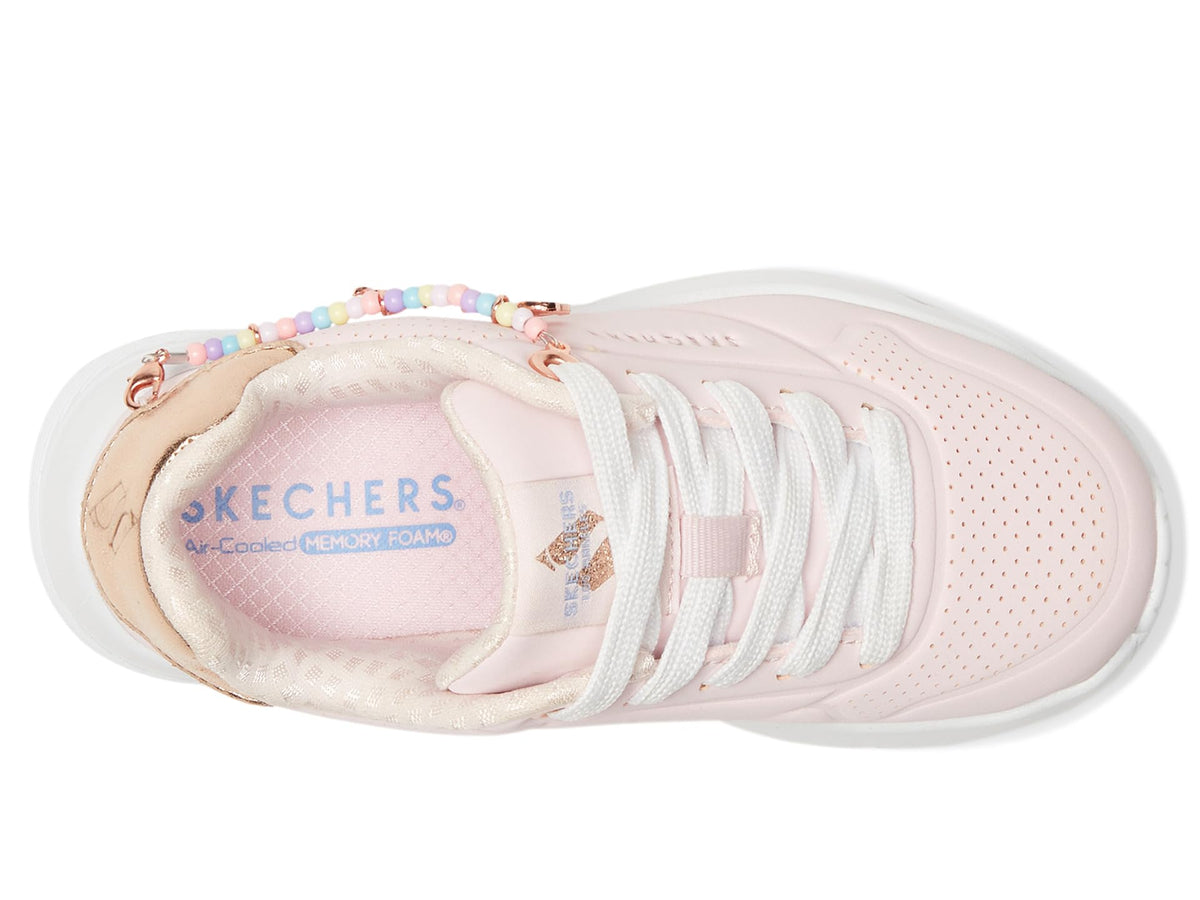 Skechers - Tenis Deportivos Uno Lite - Charming Lite con Detalle de Pulsera de Dijes para Niña (Rosa Claro/Multicolor) (Talla 27 - 40)
