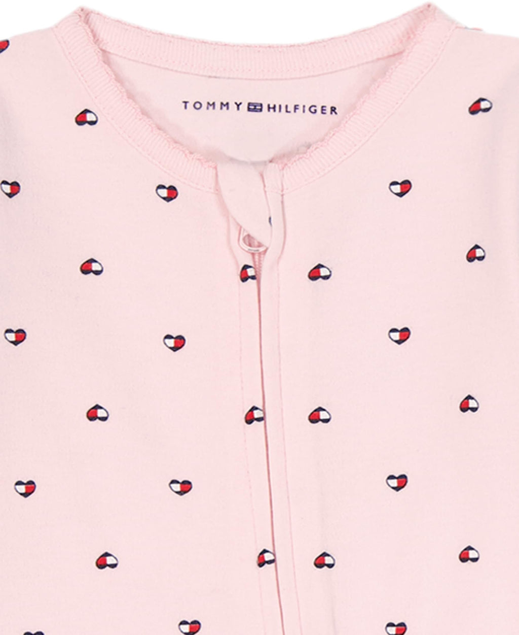 Mono con Pies Manga Larga Tommy Hilfiger | Corazones Bandera Allover | Rosa Palo | Bebé/Niña  (6M - 9M)