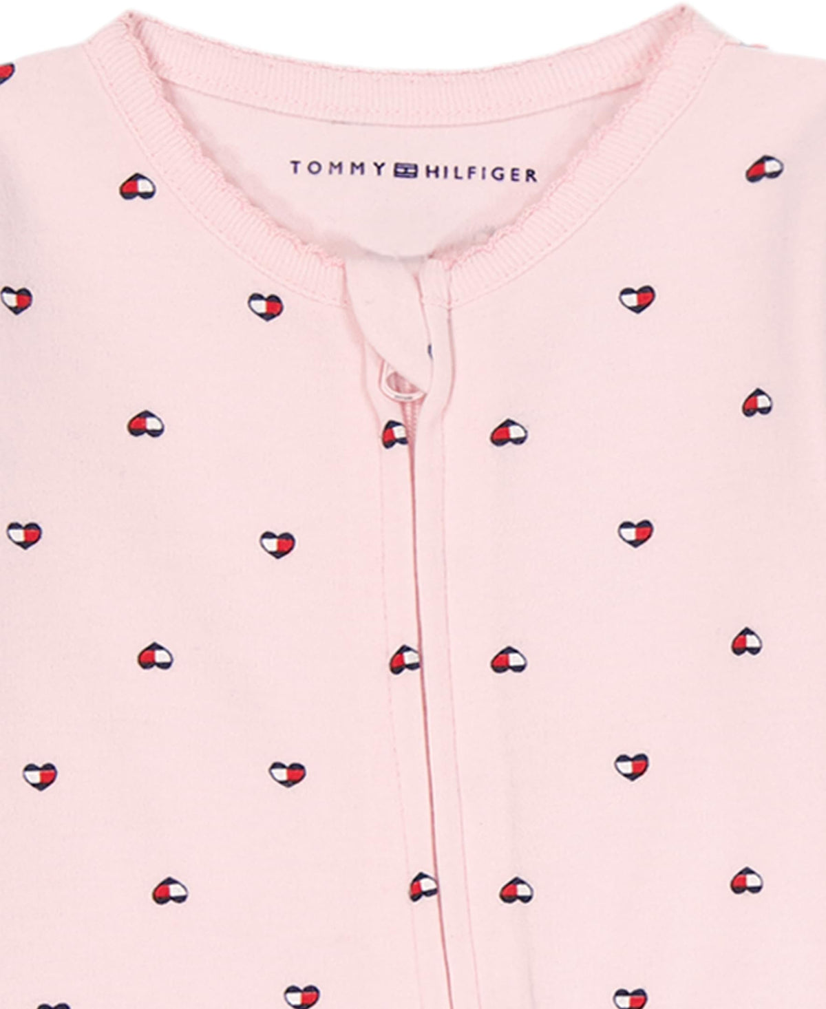 Mono con Pies Manga Larga Tommy Hilfiger | Corazones Bandera Allover | Rosa Palo | Bebé/Niña  (6M - 9M)