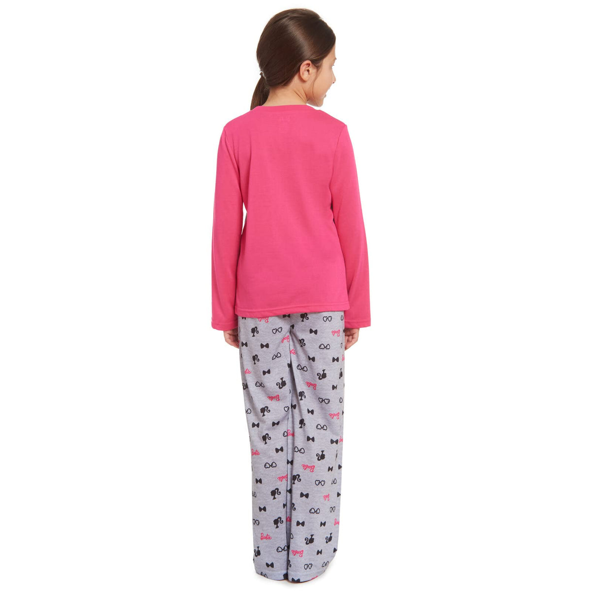 Pijama 2 Piezas Barbie Oficial Let It Shine | Raglán + Sublimación + Ignifugo | Niña Gris Rosa Manga Larga (4T -5-6T)