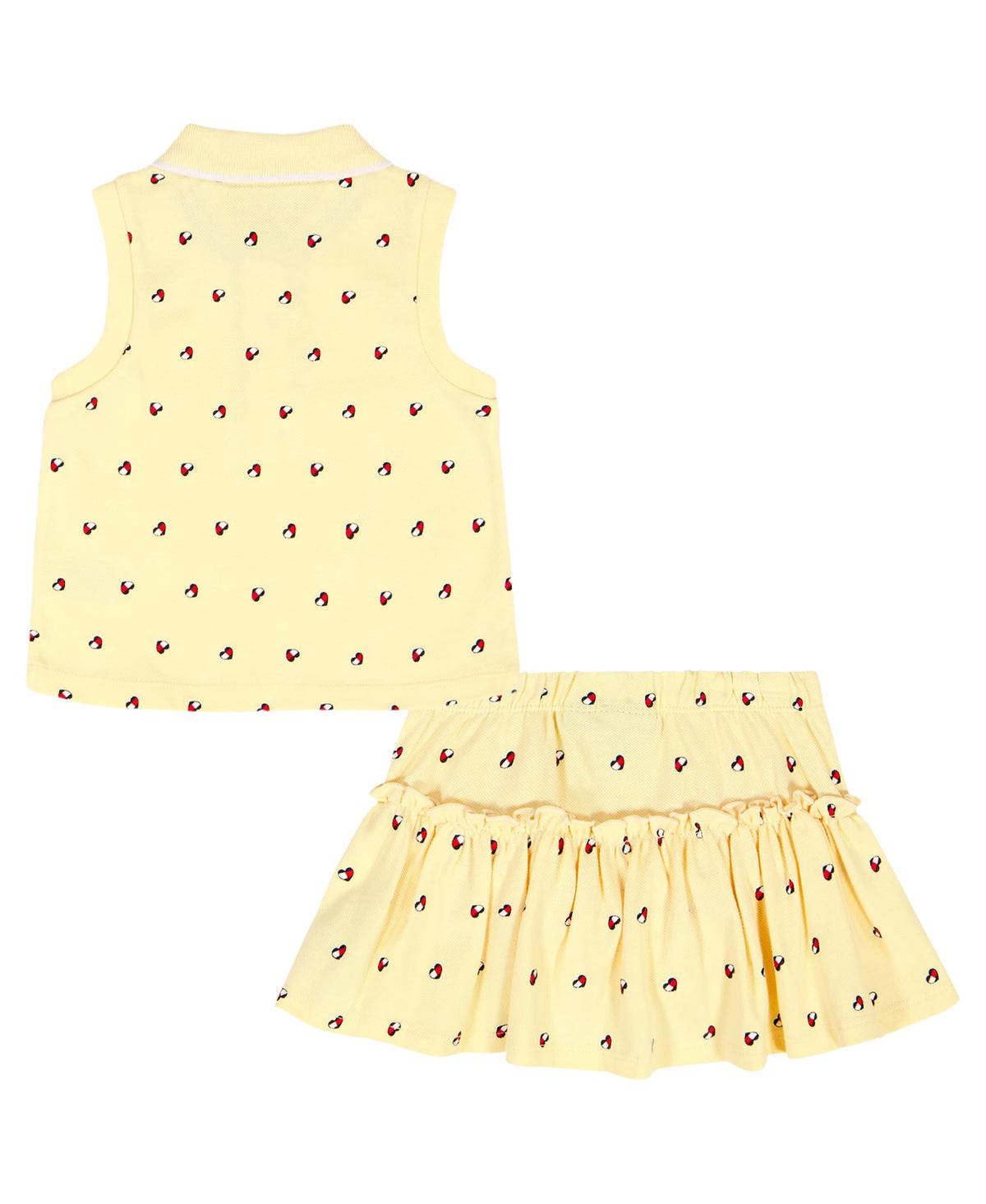 Conjunto 2 Piezas Tommy Hilfiger | Polo Sin Mangas + Skort | Logos Allover Amarillo | Niña/Bebé (Solo 6-9M)