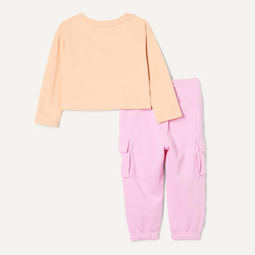 Amazon Essentials Conjunto 2 Piezas Niña | Unicornio Salmón + Pantalón Cargo Rosa
