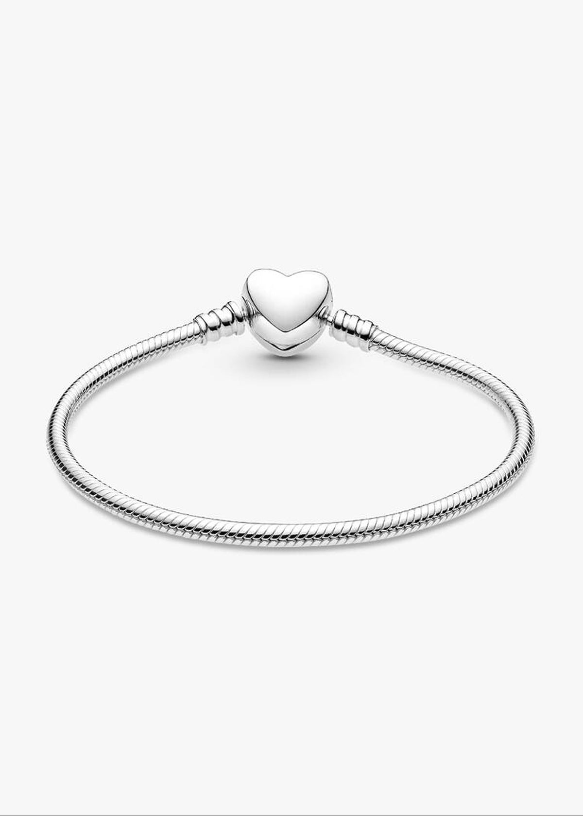 Pulsera Pandora Moments Cadena Serpiente Corazón Plata Grabable