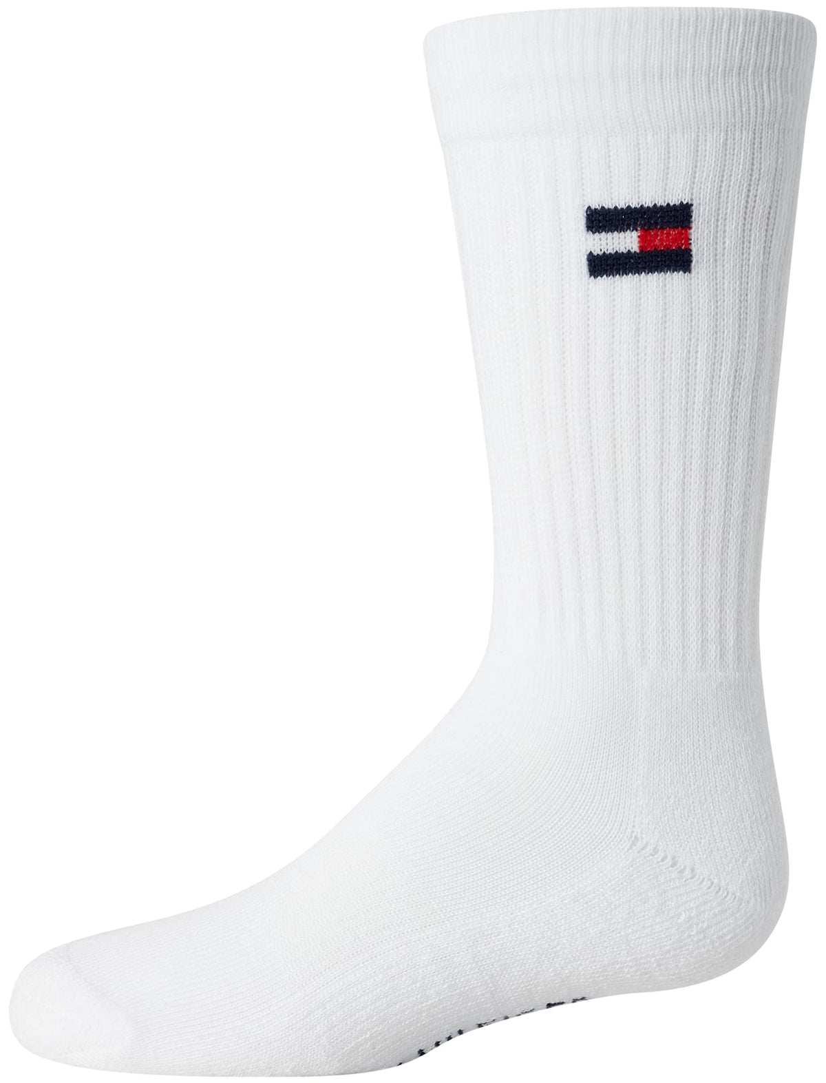 Tommy Hilfiger | Calcetines Niño Unisex Pack 6 Pares Crew Deportivos Acolchados Transpirables Blanco (4 - 12T)