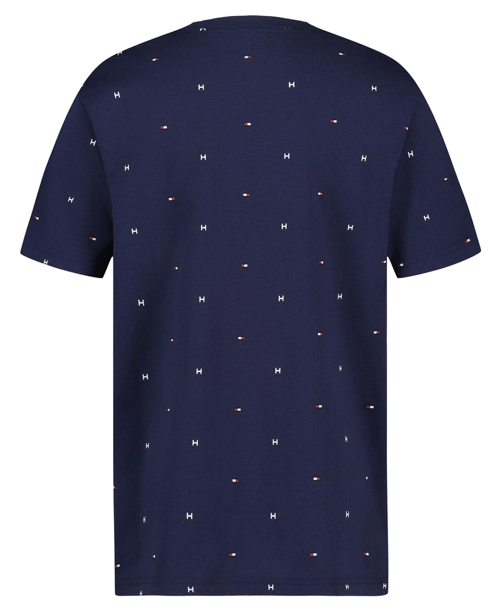 Tommy Hilfiger | Camiseta Niño Manga Corta Micro-Print Logo Bandera All-Over Minimalista 100% Algodón Azul Marino (8-16T)