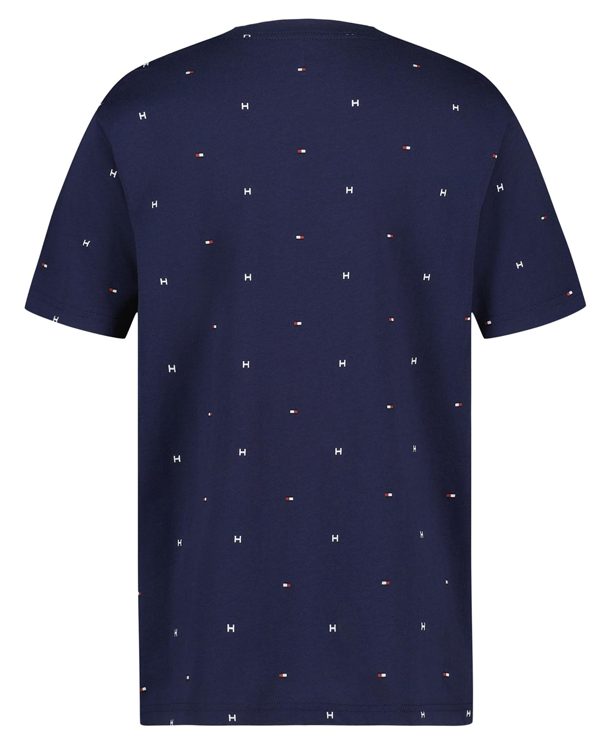 Tommy Hilfiger | Camiseta Niño Manga Corta Micro-Print Logo Bandera All-Over Minimalista 100% Algodón Azul Marino (8-16T)