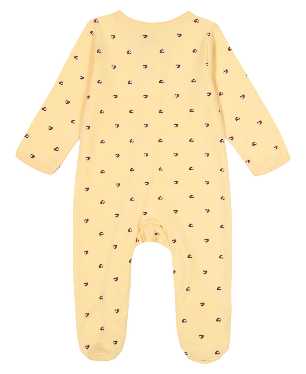 Mono con Pies Manga Larga Tommy Hilfiger | Corazones Bandera Allover | Amarillo Vainilla | Bebé/Niña (0/3M - 3/6M)