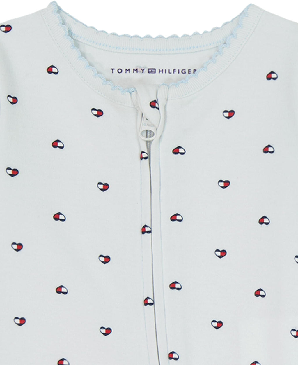 Mono con Pies Manga Larga Tommy Hilfiger | Corazones Bandera Allover | Azul Cielo | Bebé/Niño (0M - 9M)
