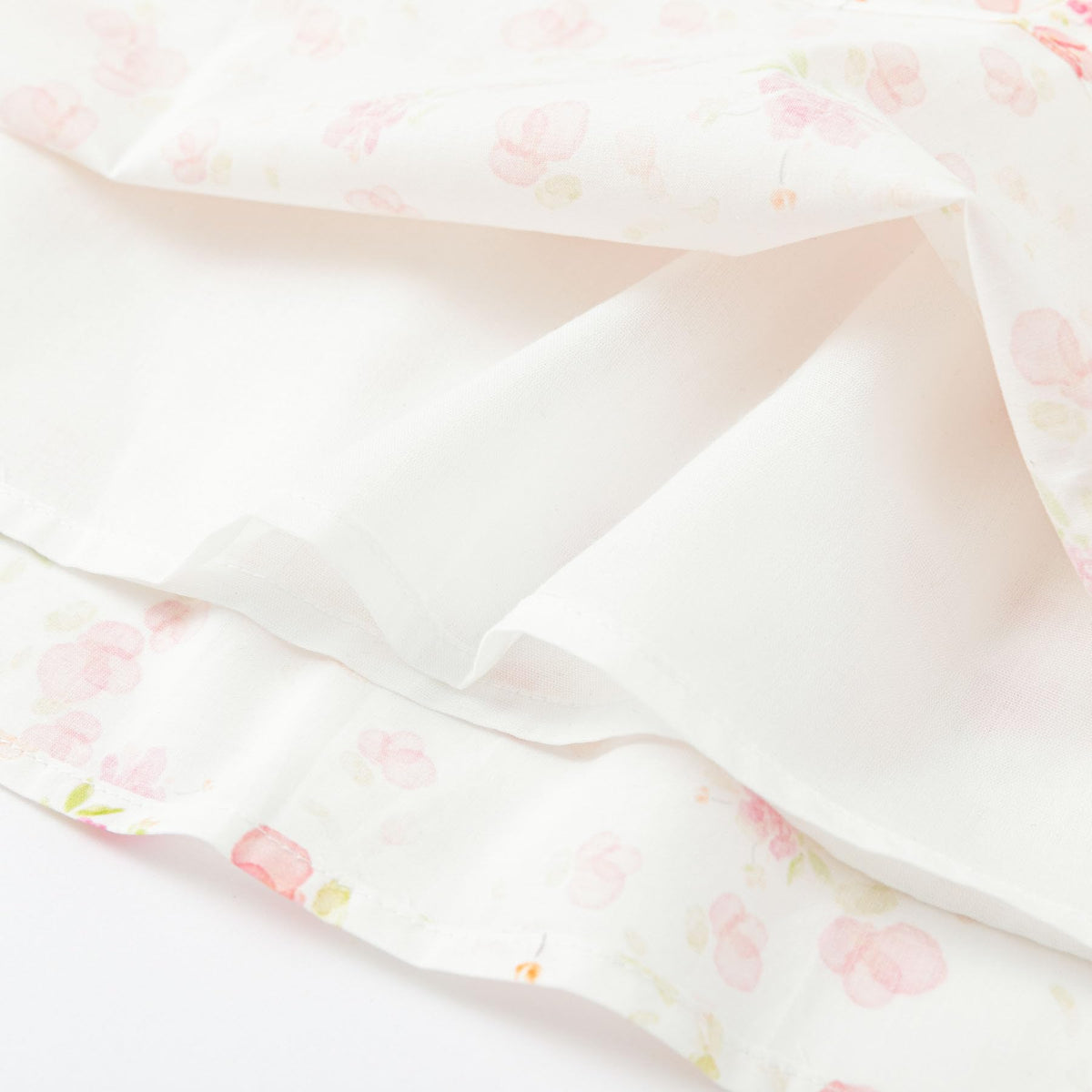 Vestido de Manga Larga 100% Algodón con Cuello con Volantes y Estampado Floral Rosa Suave para Niña (12M - 8T)