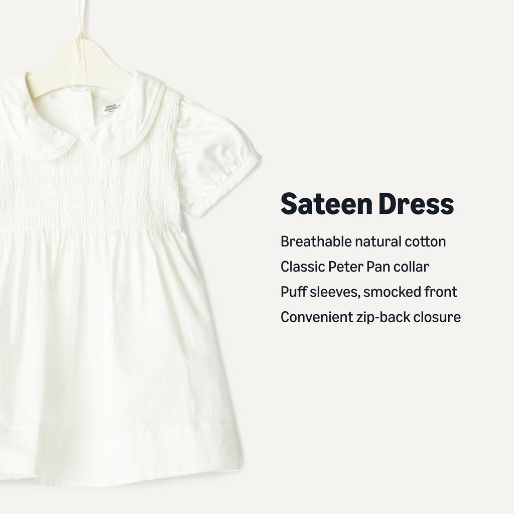 Amazon Essentials x Sofia Grainge | Vestido Satén Algodón Niña - Blanco Marfil