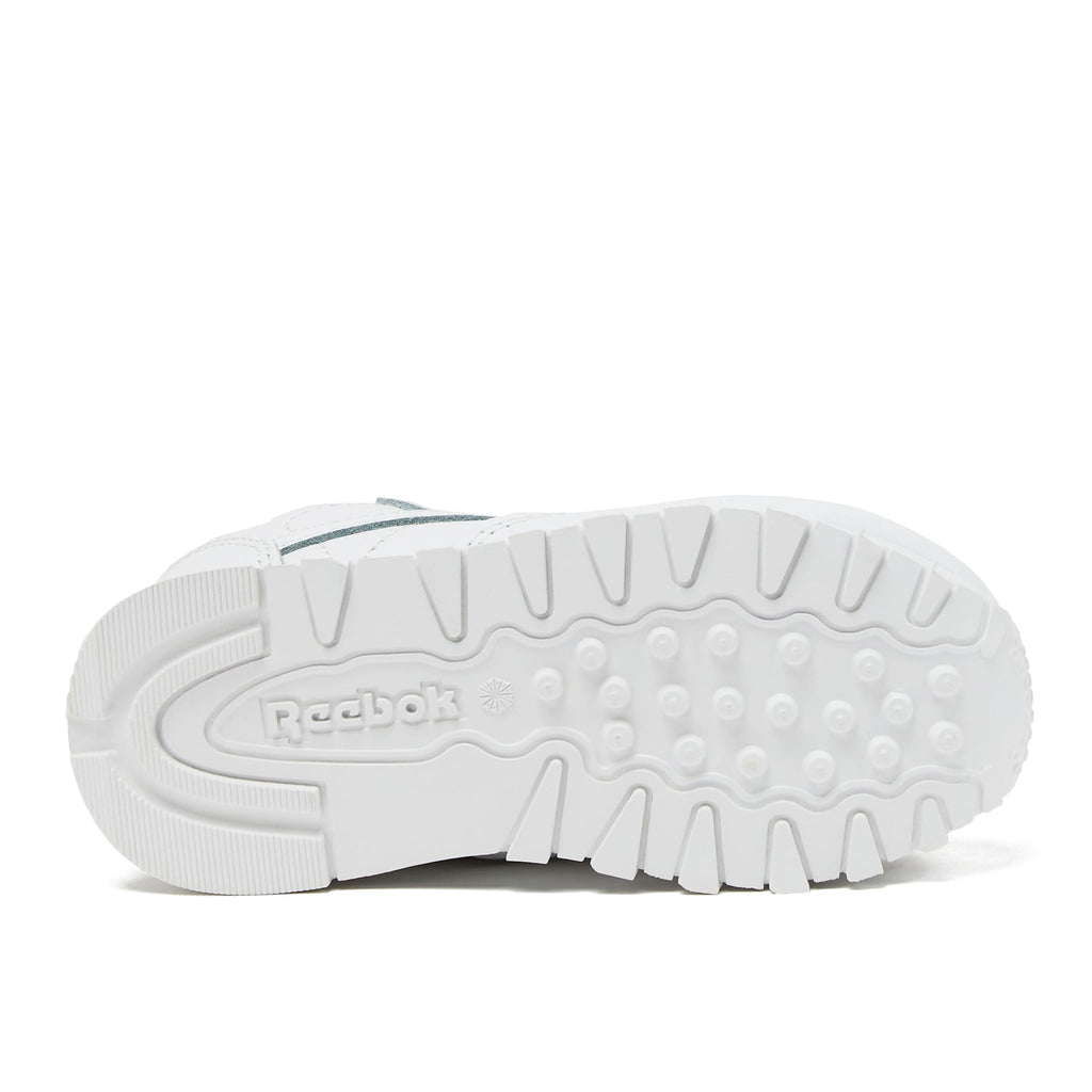 Reebok  -Tenis Casuales de Piel Reebok Classic Leather con Cordones para Niños (Blanco/Blanco) (Talla 20 - 26)