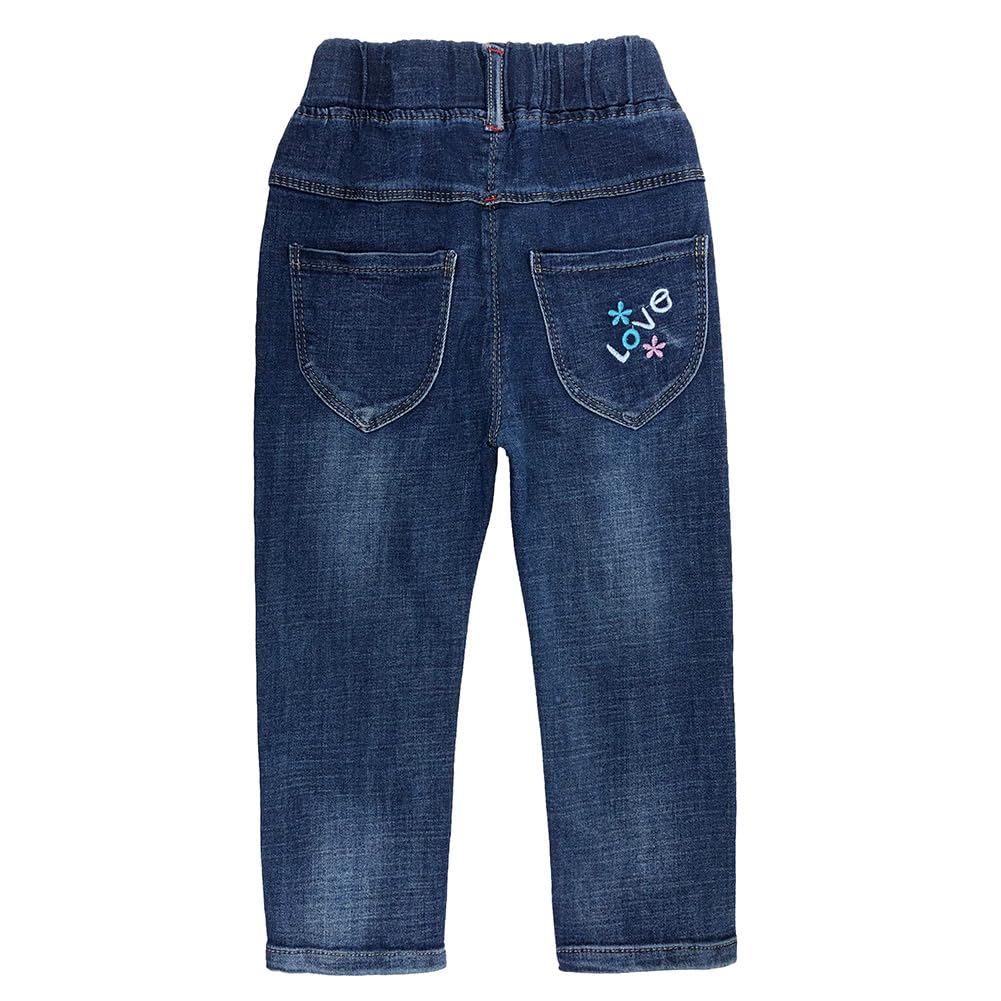 Jean Recto para Niña con Mariposa Bordada, Rosa 3D y LOVE