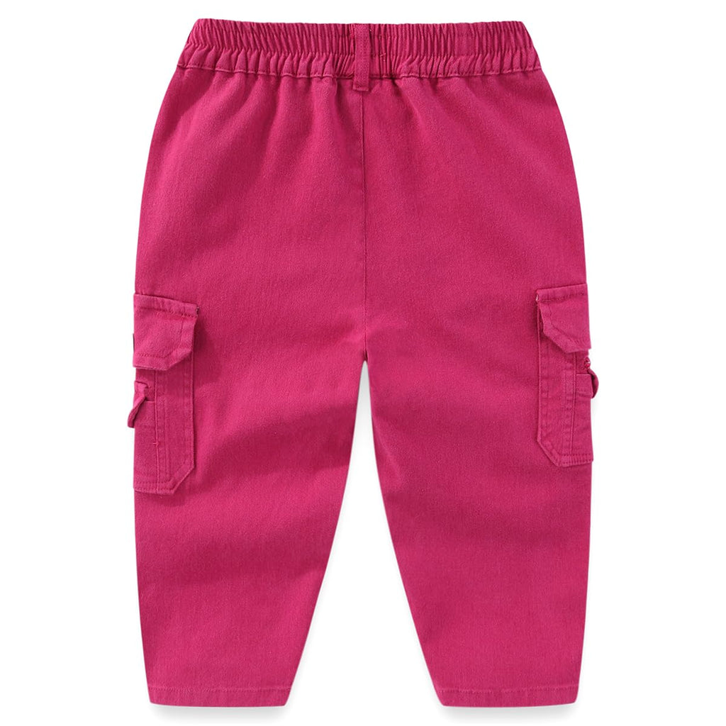 Conjunto 3 Piezas para Niña: Crop Top “Lovely Girls” con Lazo 3D, Camiseta Blanca y Pantalon Cargo Fucsia
