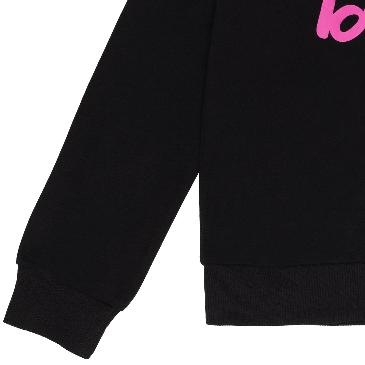 Sudadera con Capucha y Cremallera Barbie Oficial | Negro + Logo Fucsia + 60% Algodón | Niña Minimalista (2T - 16T)