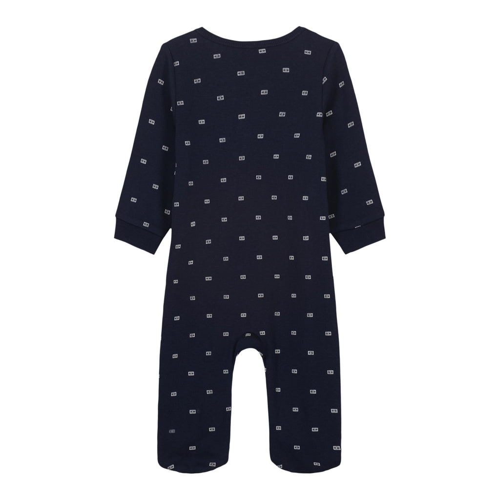 Mono con Pies Manga Larga Tommy Hilfiger | Estampado Logo Allover | Azul Navy (0M - 9M)