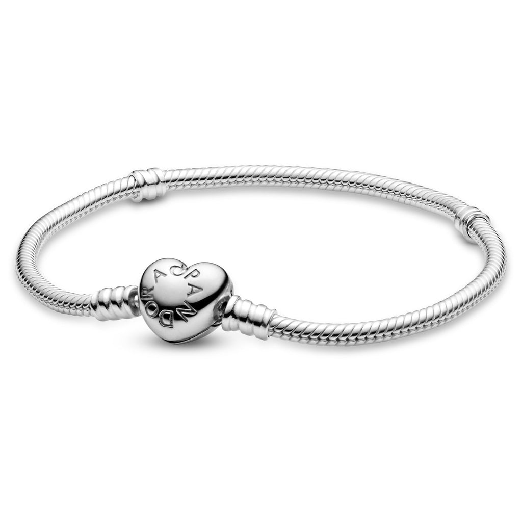 Pulsera Pandora Moments Cadena Serpiente con Cierre de Corazón  Plata de ley