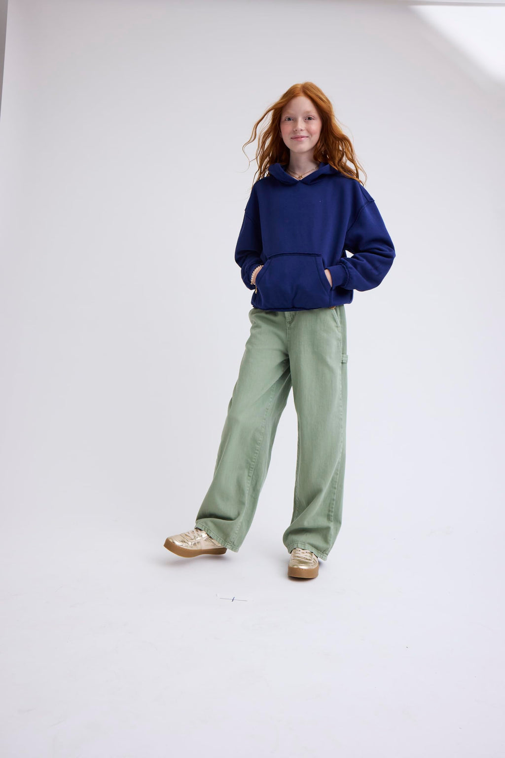 Jean Wide Leg The Children's Place | Verde Alcaparras + Bolsillo Utilitario Carpenter + 100% Algodón | Niña (4T - 16T)