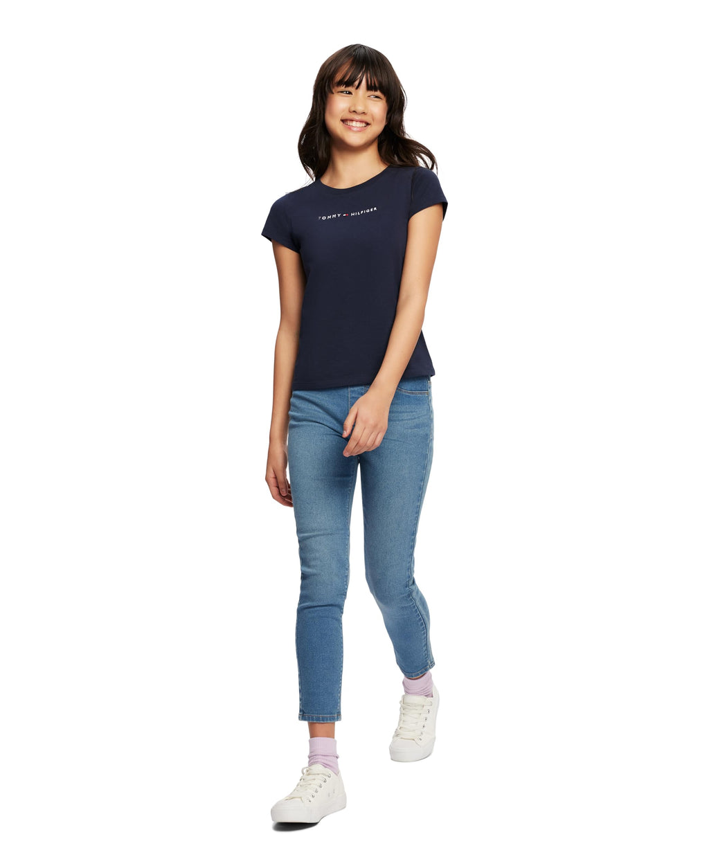 Tommy Hilfiger | Camiseta Manga Corta Logo Clásico Azul Marino Niña (7T - 16T)