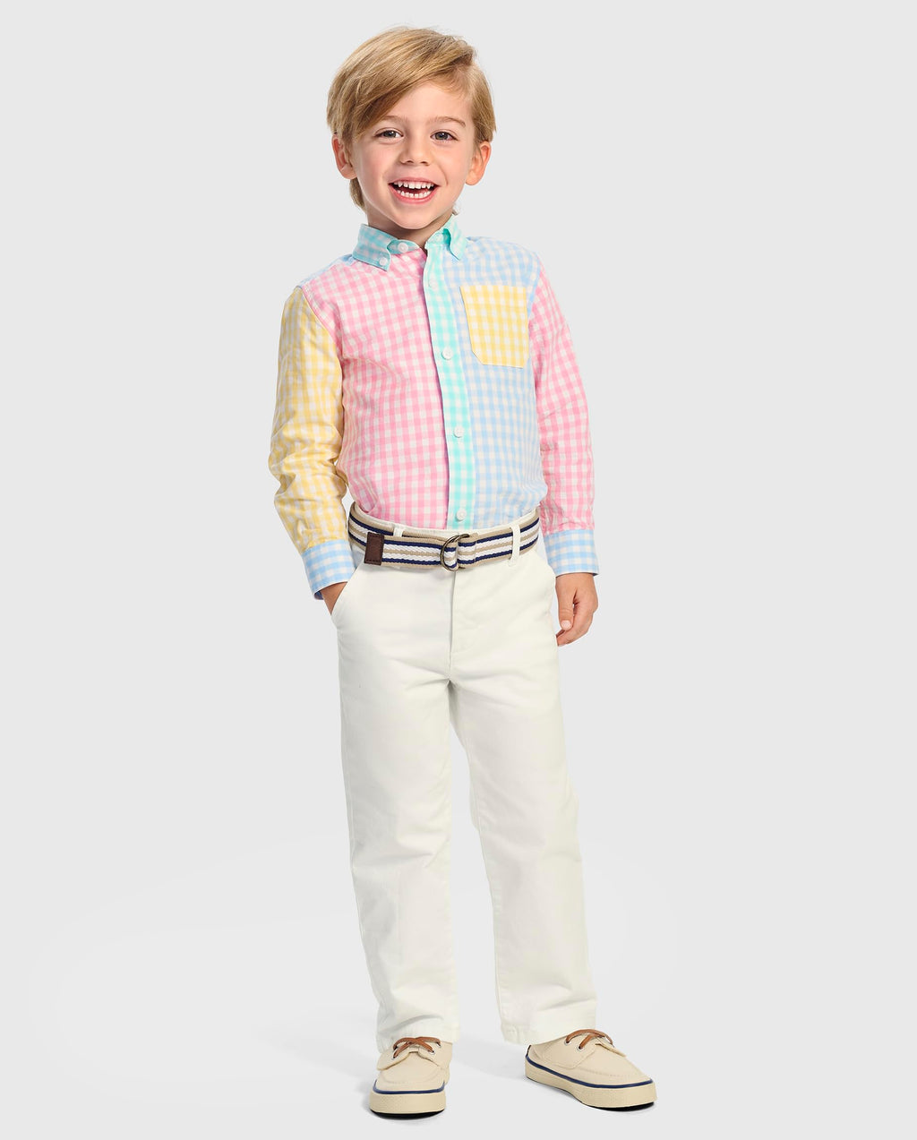 Gymboree Pantalón Chino Blanco Simply White con Cinturón (12M - 12T)