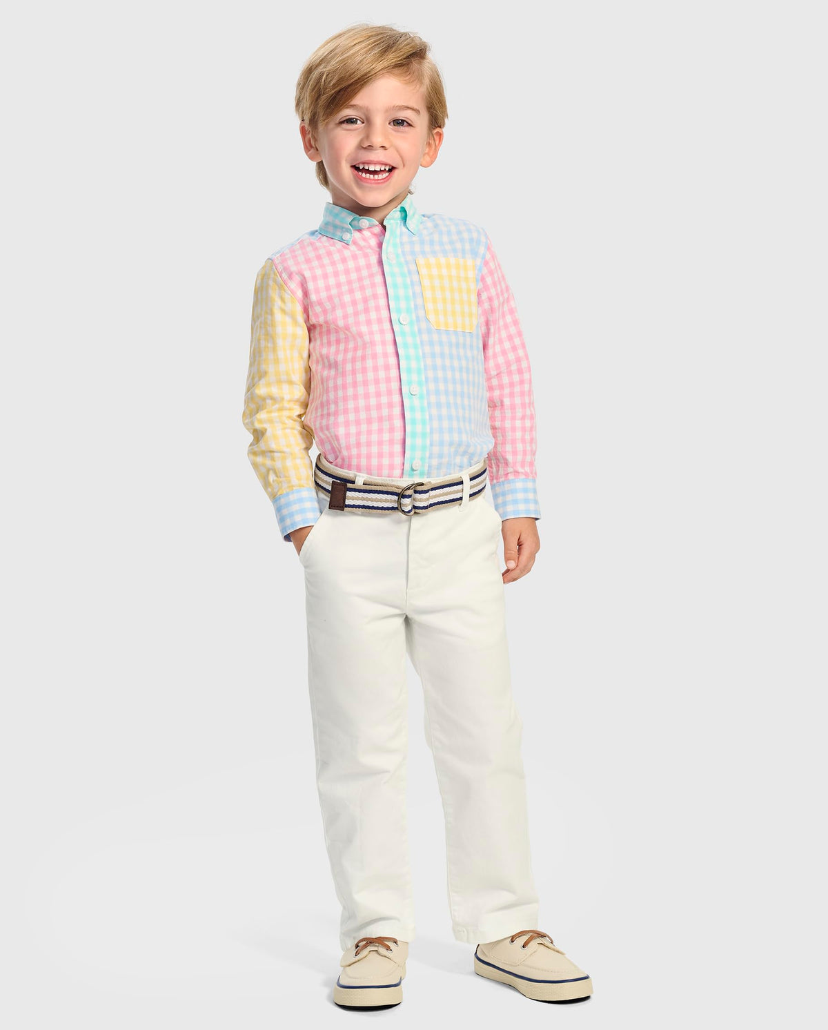 Gymboree Pantalón Chino Blanco Simply White con Cinturón (12M - 12T)