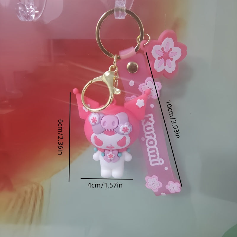 Bolso de Hombro y Mano Sanrio Hello Kitty de Alta Calidad con Lindo Dije de Regalo (Estampado Animal / Efecto Charol Rosa)
