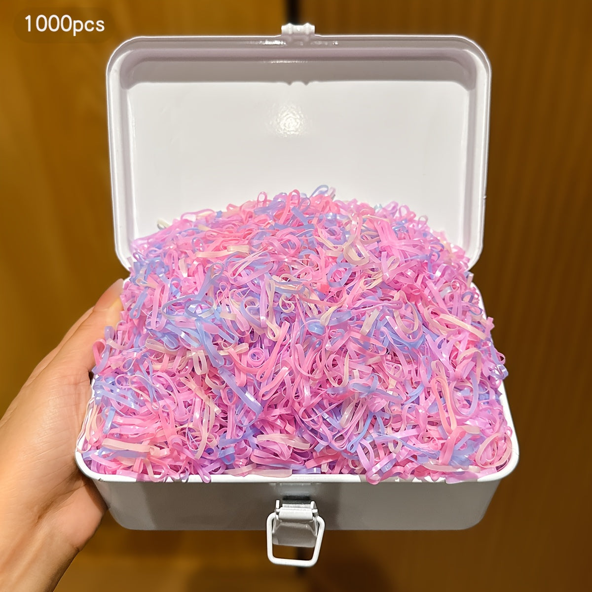 Paquete de 1,000 Ligas Pequeñas Desechables para el Cabello en Tonos Pastel (Rosa y Lila)