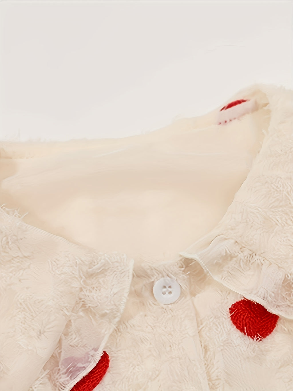 Conjunto de 2 Piezas para Niña: Blusa Blanca de Manga Larga con Estampado de Corazones y Cuello con Volantes con Overol de Mezclilla (9M - 4Y)