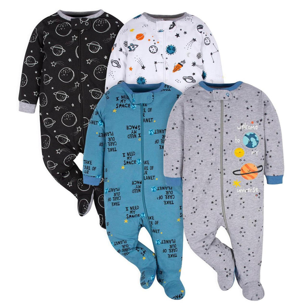 Gerber | Paquete 4 Pijamas Sleep N' Play con Pies Bebé Niño