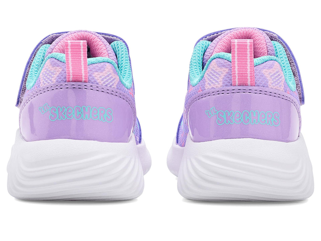 Skechers - Tenis Deportivos Bounder con Cierre Adaptable y Estampado de Estrellas para Niña (Lavanda/Morado) (Talla 21 - 26)