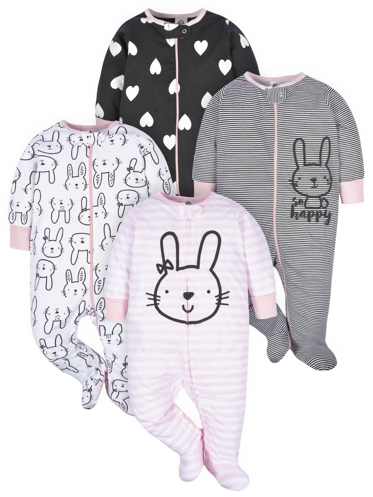 Gerber | Paquete 4 Mamelucos Sleep N' Play para Bebé Niña