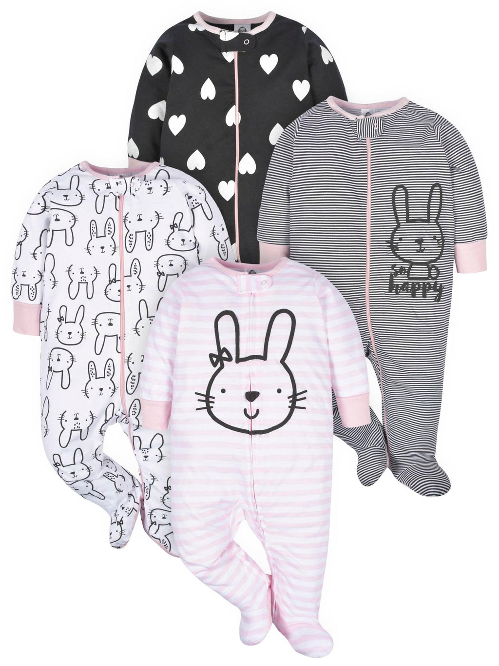 Gerber | Paquete 4 Mamelucos Sleep N' Play para Bebé Niña