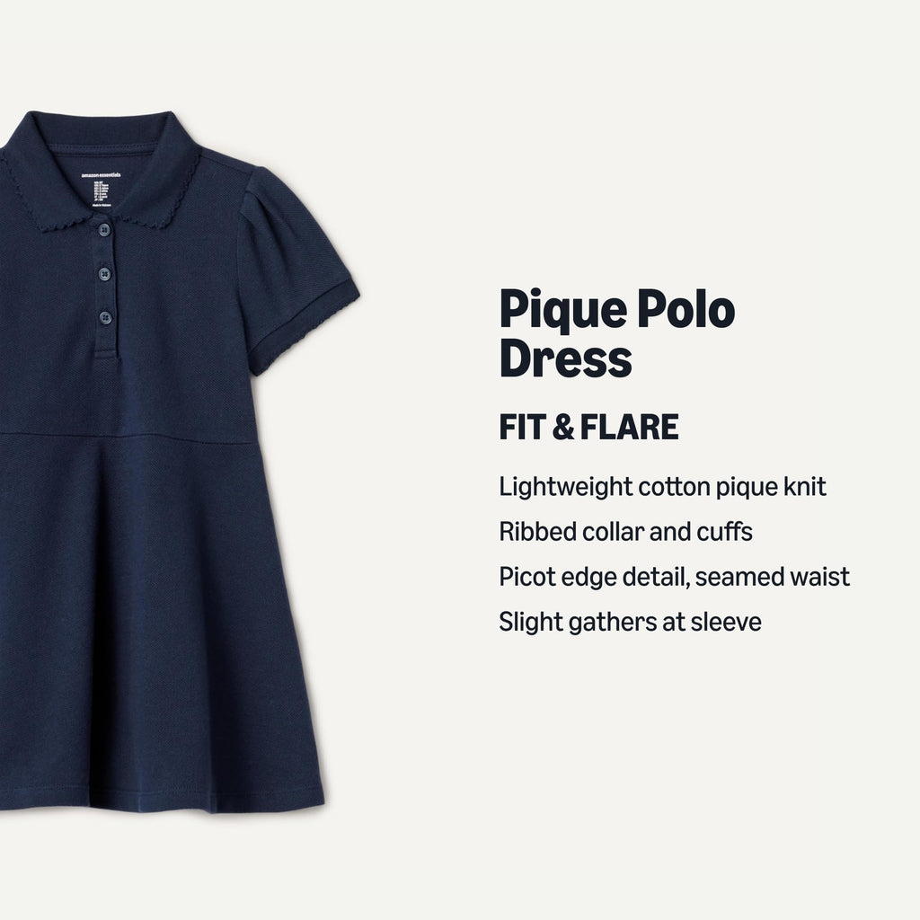 Amazon Essentials Vestido Polo Piqué Niña | Azul Navy