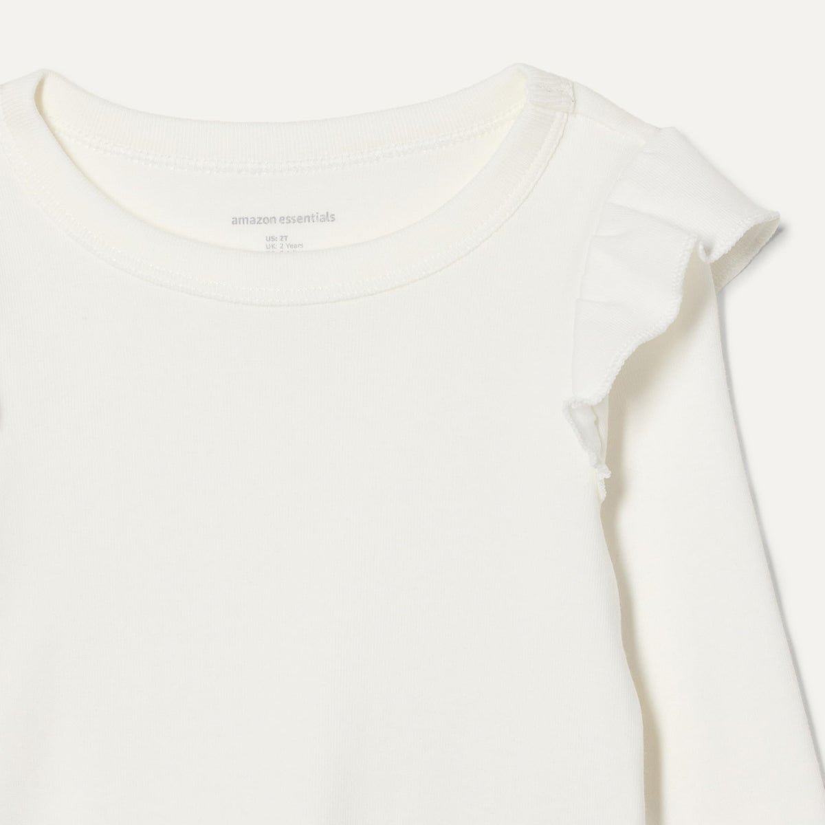 Amazon Essentials Pack x2 Camisetas Niña | Negro + Blanco • Manga Larga con Volantes