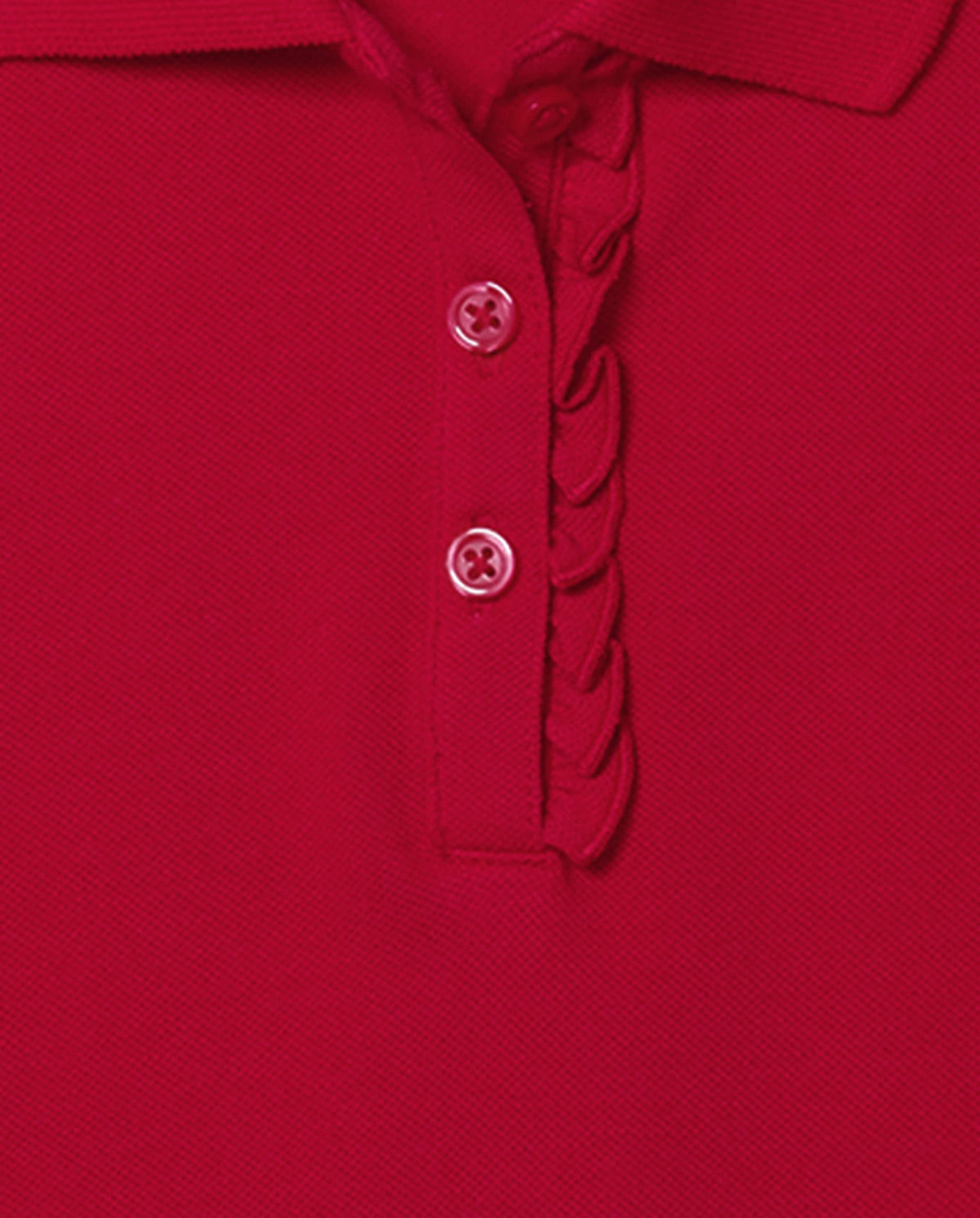 The Children's Place Polo Piqué Niña | Rojo • Manga Larga con Volantes