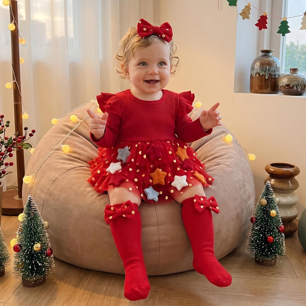 My First Christmas | Mameluco Tutú Estrellas Bebé Niña - Rojo
