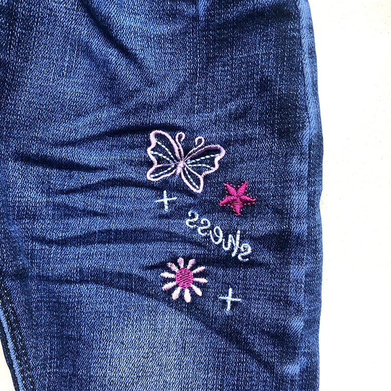 Jean Recto para Niña con Girasoles Bordados y Mariposa