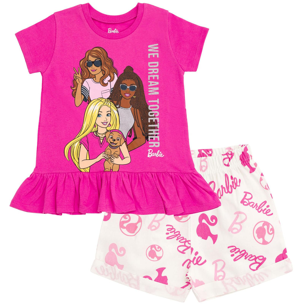 Conjunto de 2 Piezas Barbie – Camiseta Estilo Peplum y Shorts