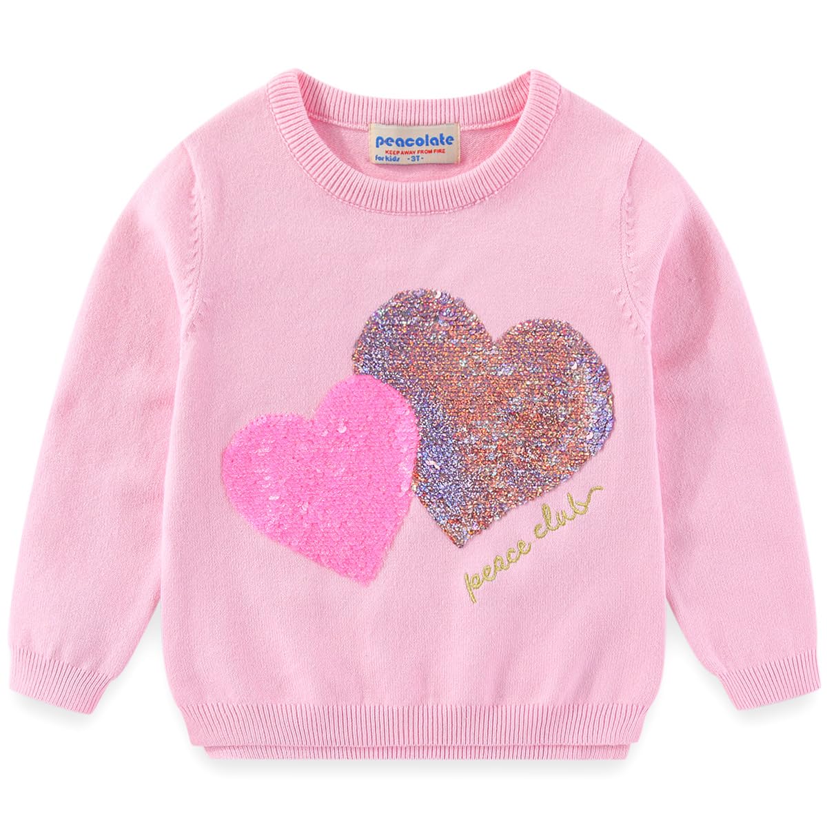Conjunto 2 Piezas para Niña: Suéter de Corazones con Lentejuelas y Jeans LOVE