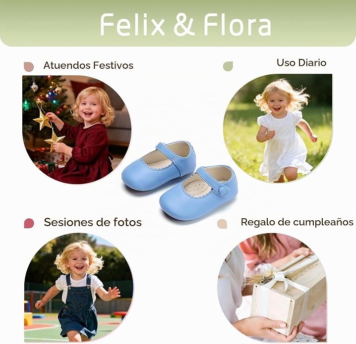 Zapatos de Vestir Antideslizantes de Suela Suave con Velcro para Bebé (Azul Claro) – Félix & Flora