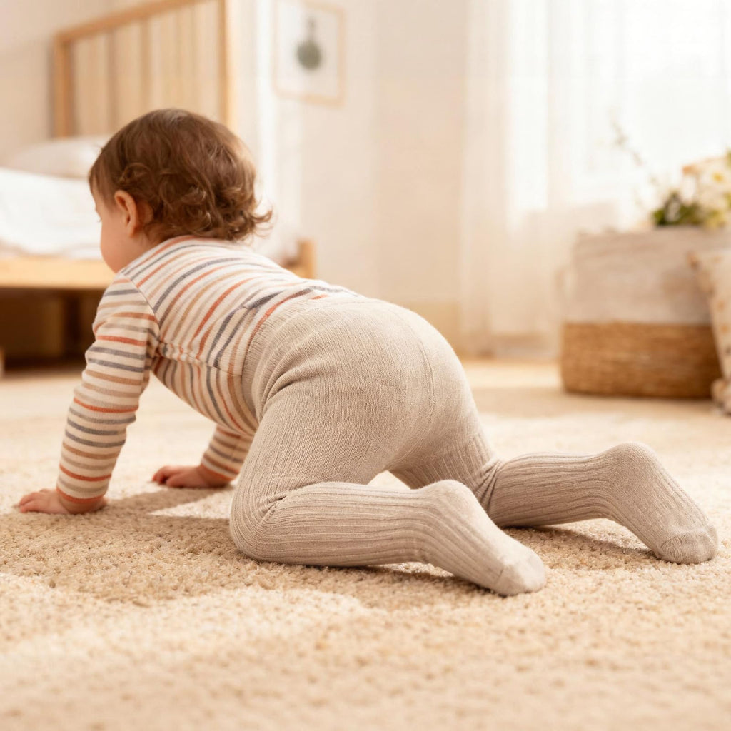 Malla Punto Trenzado Cable Knit American Trends | Sin Costura + Algodón Premium + Beige | Recién Nacida 0-12 Meses