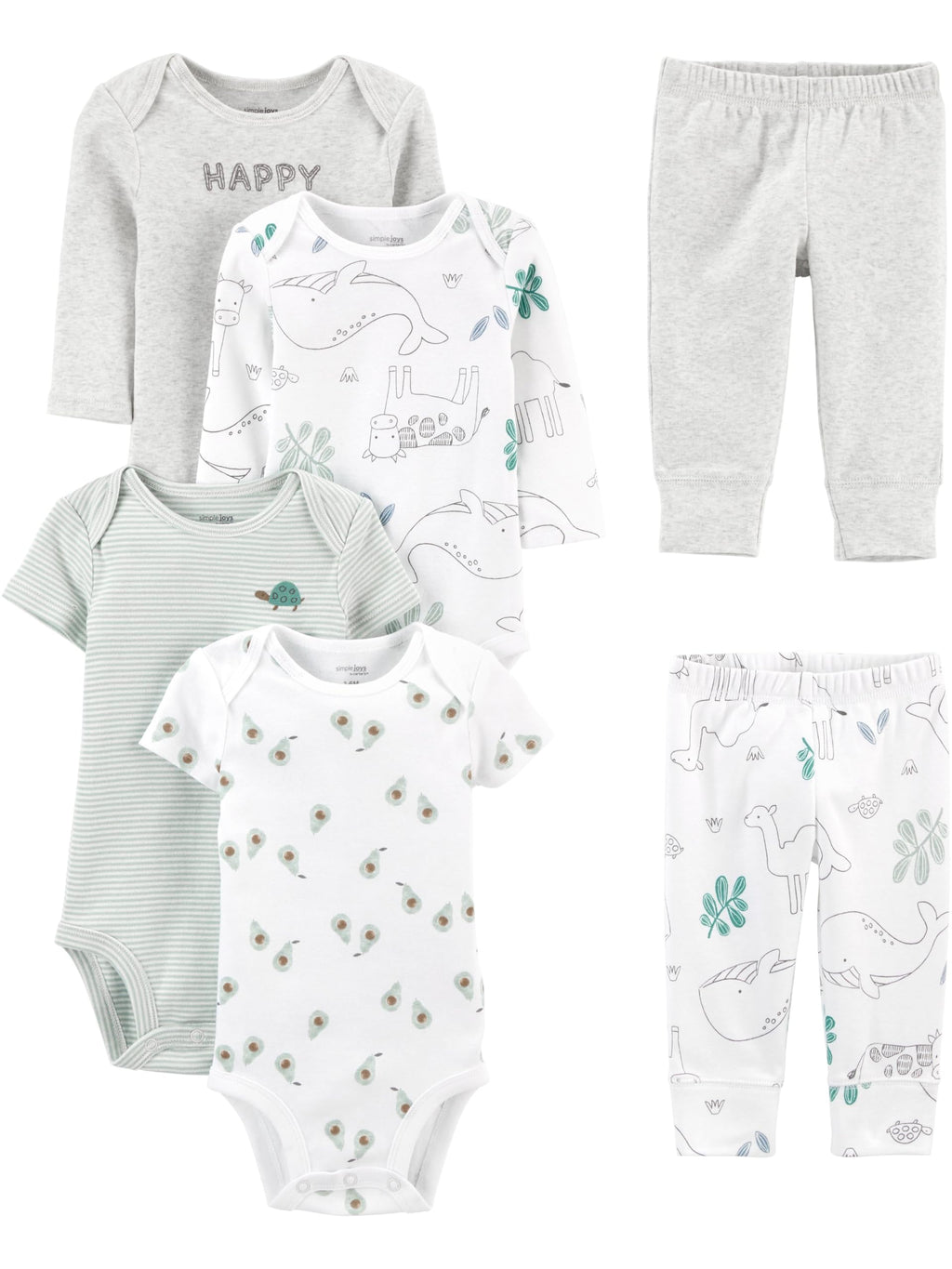 Simple Joys by Carter's | Set 6 Piezas Bodysuits y Pantalones Bebé