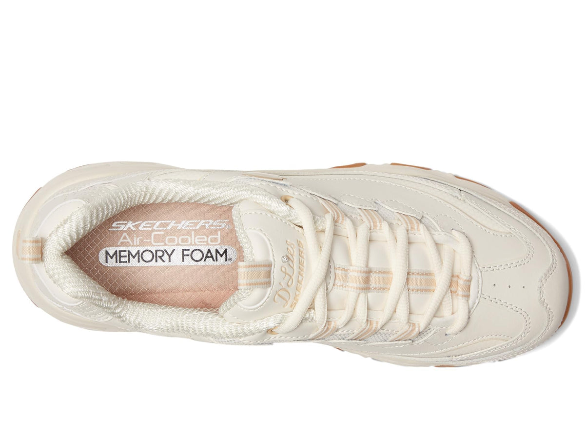 Skechers - Tenis Deportivos de Moda D'Lites Good Neutral con Plantilla de Espuma Viscoelástica para Mujer (Blanco Sucio/Marfil) (Talla Adulta 35 - 41)